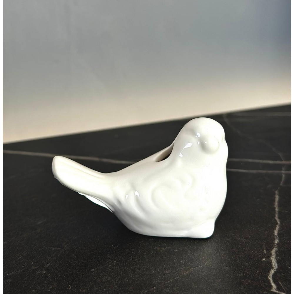 Passarinho Branco de Porcelana para Aromatizador de Varetas