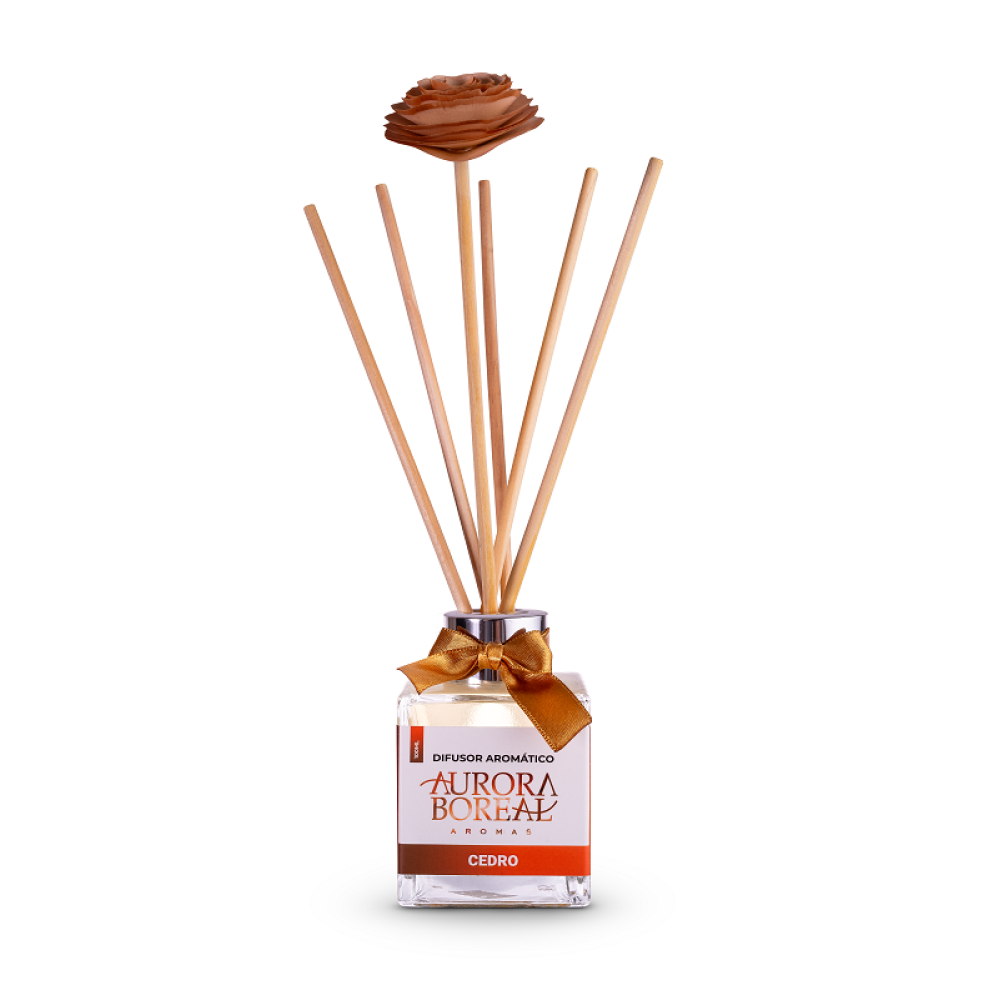Difusor Aromático Cedro 100ml c/ flor de madeira 