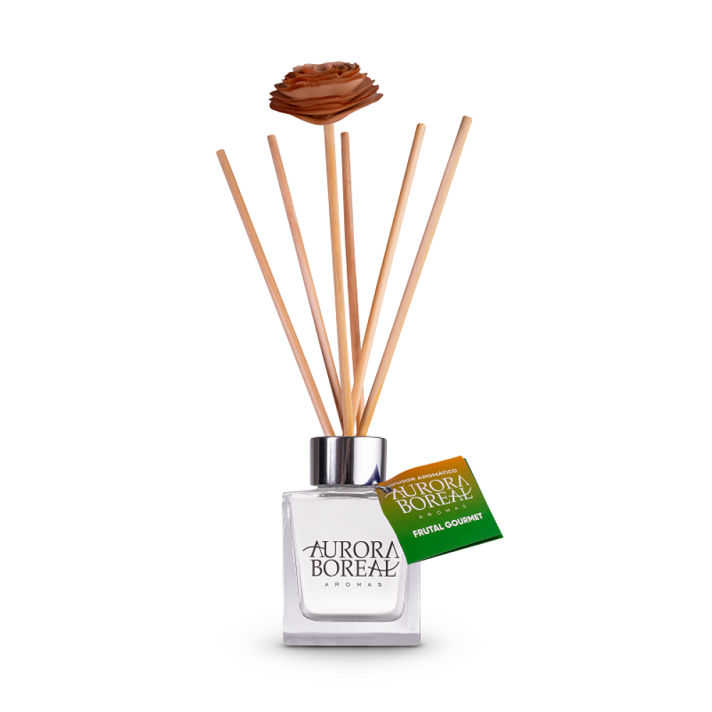 Difusor Aromático Frutal Gourmet 100ml c/ flor de madeira 