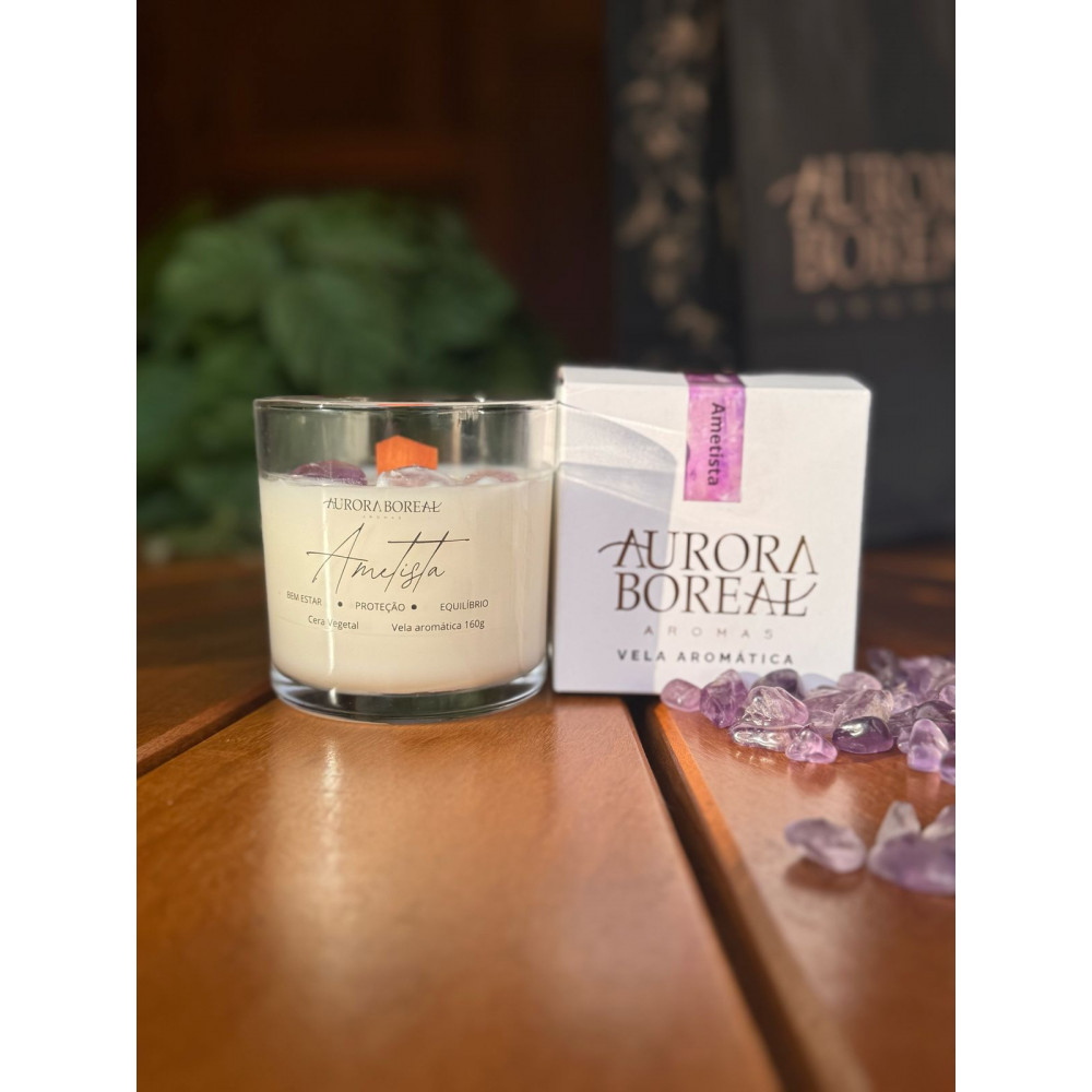 Vela Aromática com Cristais Ametista - Lavanda Toscana 160g