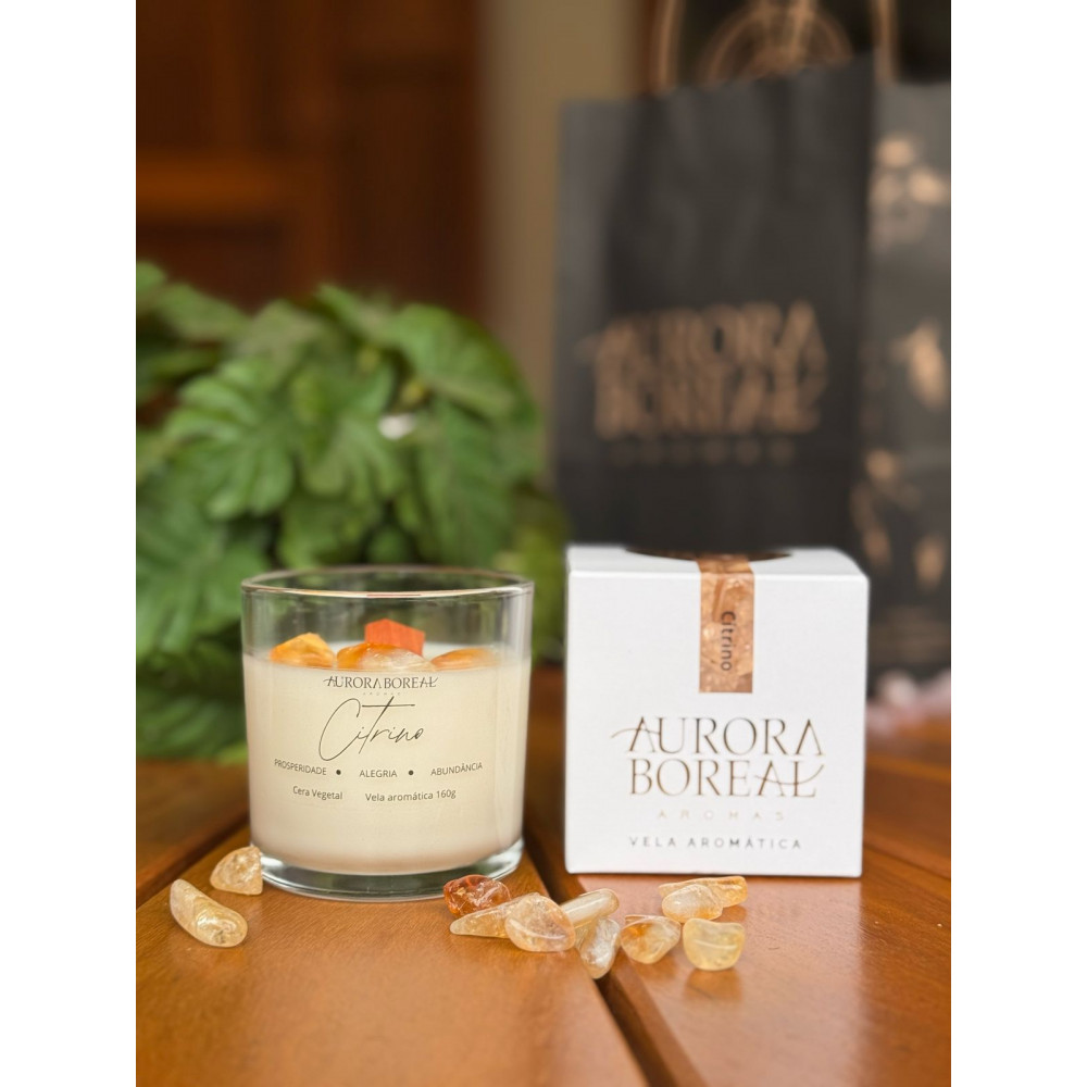 Vela Aromática com Cristais Citrino  - Frutal Gourmet 160g